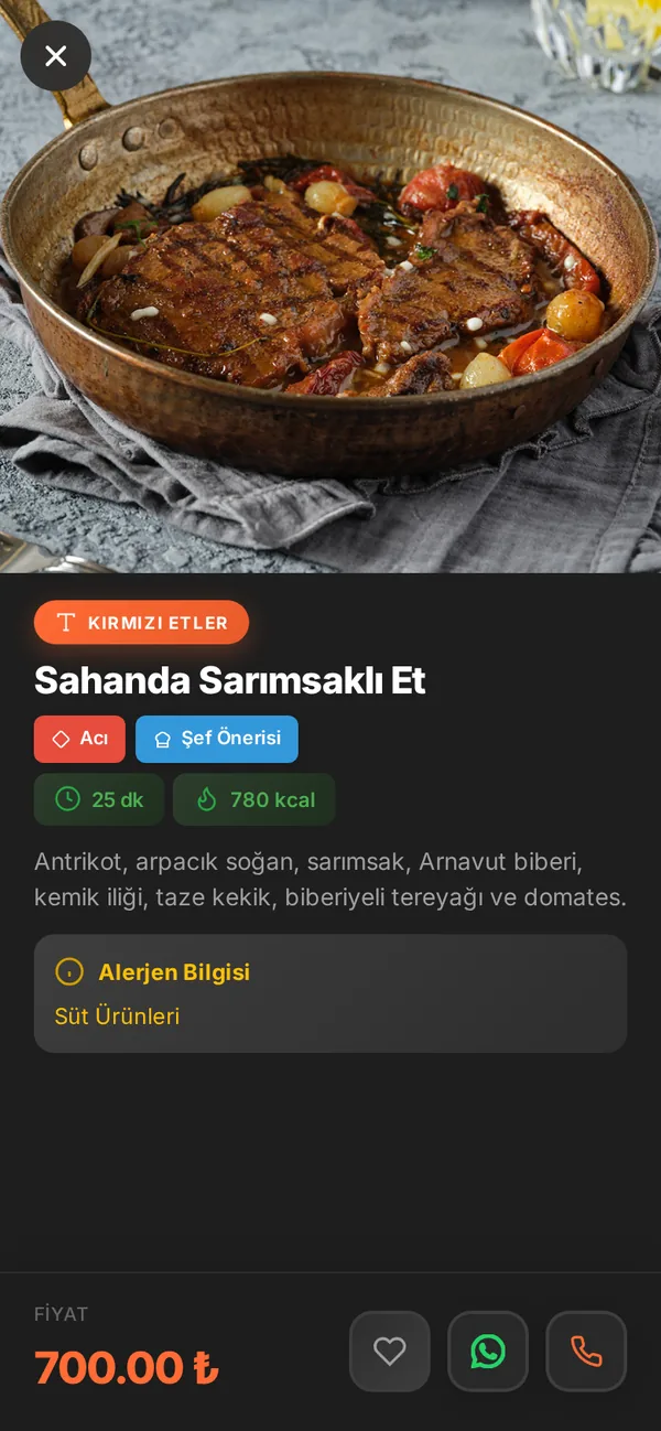 Gece modunda ürün detayı